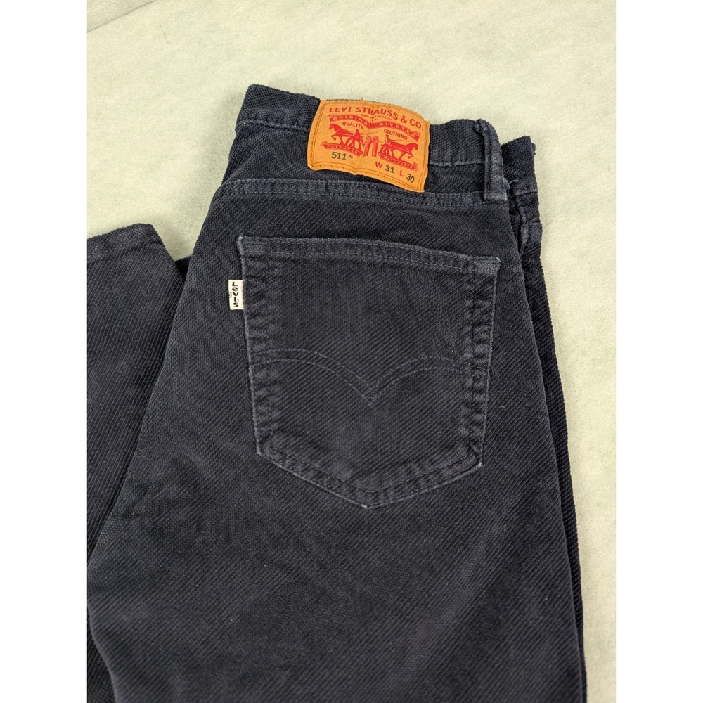 Levis 511 Corduroy Pants Mens 31x30 Dark Blue B Stretch Casual Premium Jeans